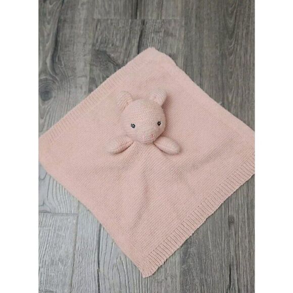 Modern Baby Pink Pig Lovey Blanket Sweater Knit Girl Snuggle Security - Picture 6 of 6